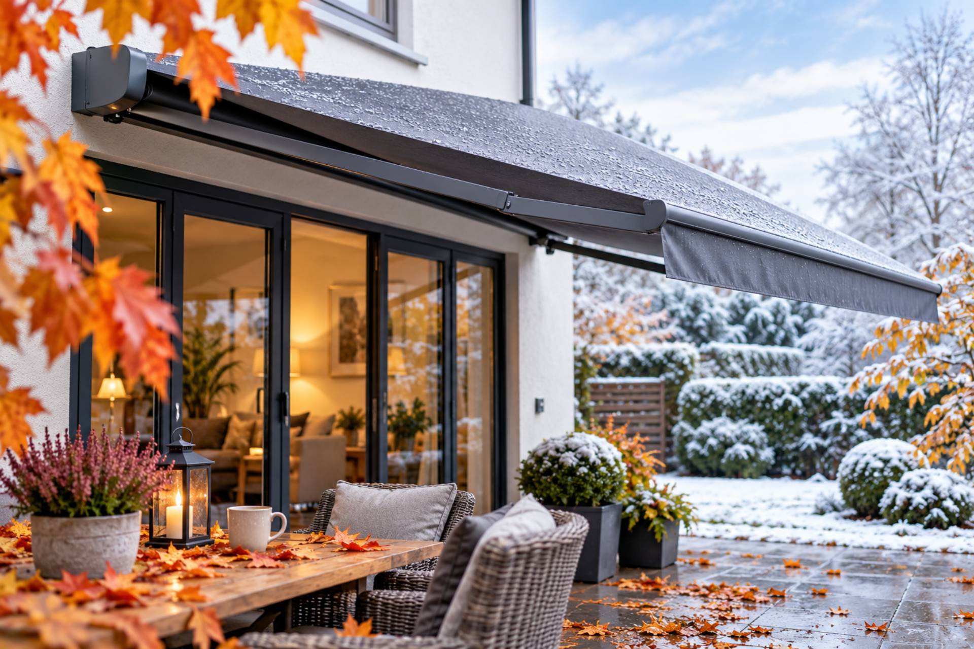 Caring for a Retractable Waterproof Awning Through Autumn and Winter